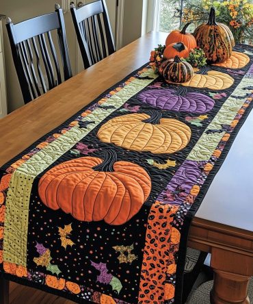 Spooky Pumpkin Quilted Table Runner