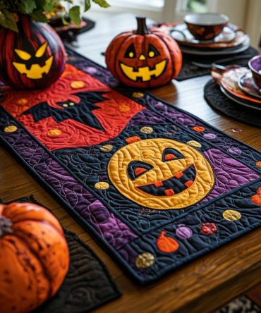Spooky Smile Quilted Table Runner
