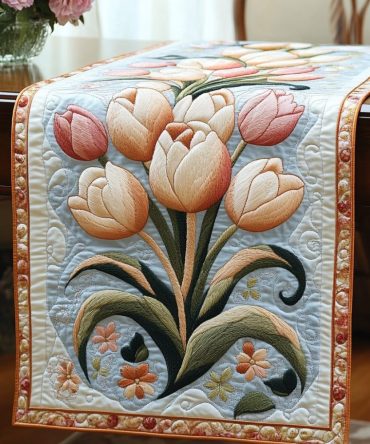 Spring Tulip Garden Quilted Table Runner