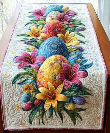 Springtime Eggstravaganza Quilted Table Runner