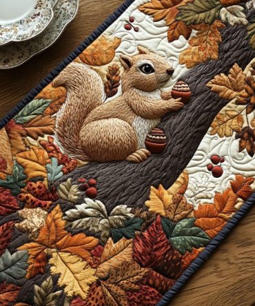 Squirrel Harvest Quilted Table Runner