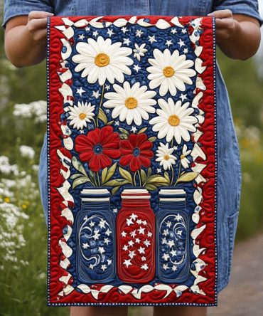 Star-Spangled Petals Quilted Table Runner