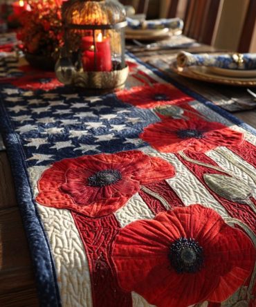 Star Flowers Quilted Table Runner