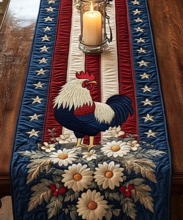 Star Rooster Quilted Table Runner