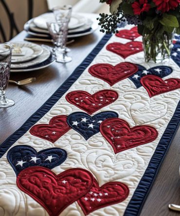 Star Spangled Bloom Quilted Table Runner