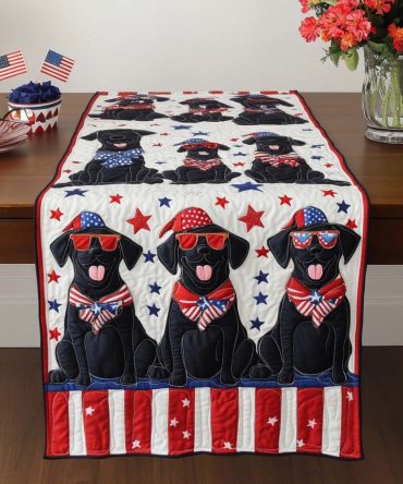 Star Spangled Labs Quilted Table Runner