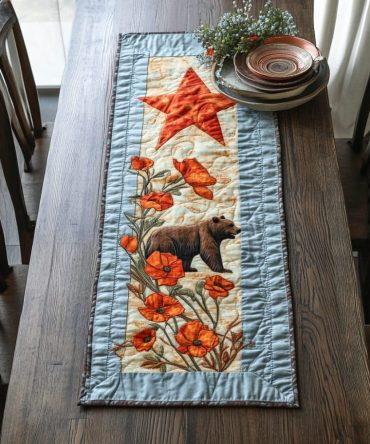 Star And Poppy Quilted Table Runner