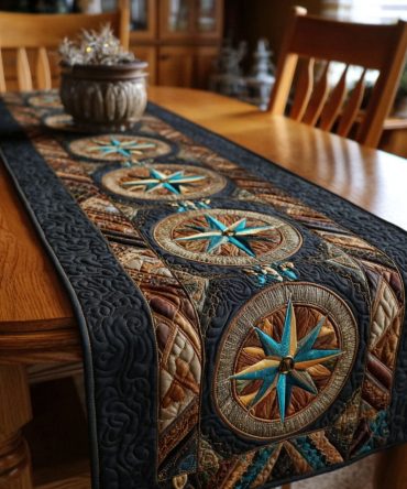 Starlit Feathers Quilted Table Runner