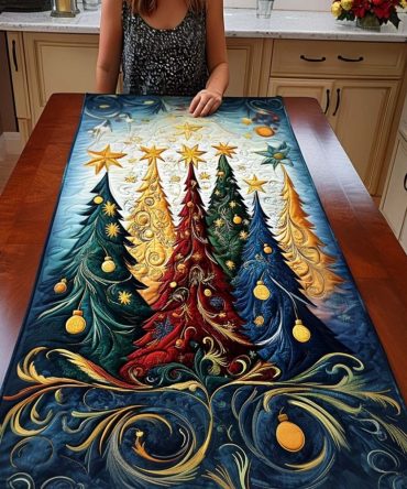 Starlit Fir Dreams Quilted Table Runner