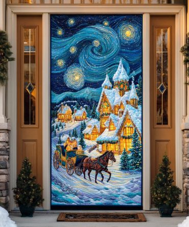 Starlit Holiday Dream Quilted Door Cover