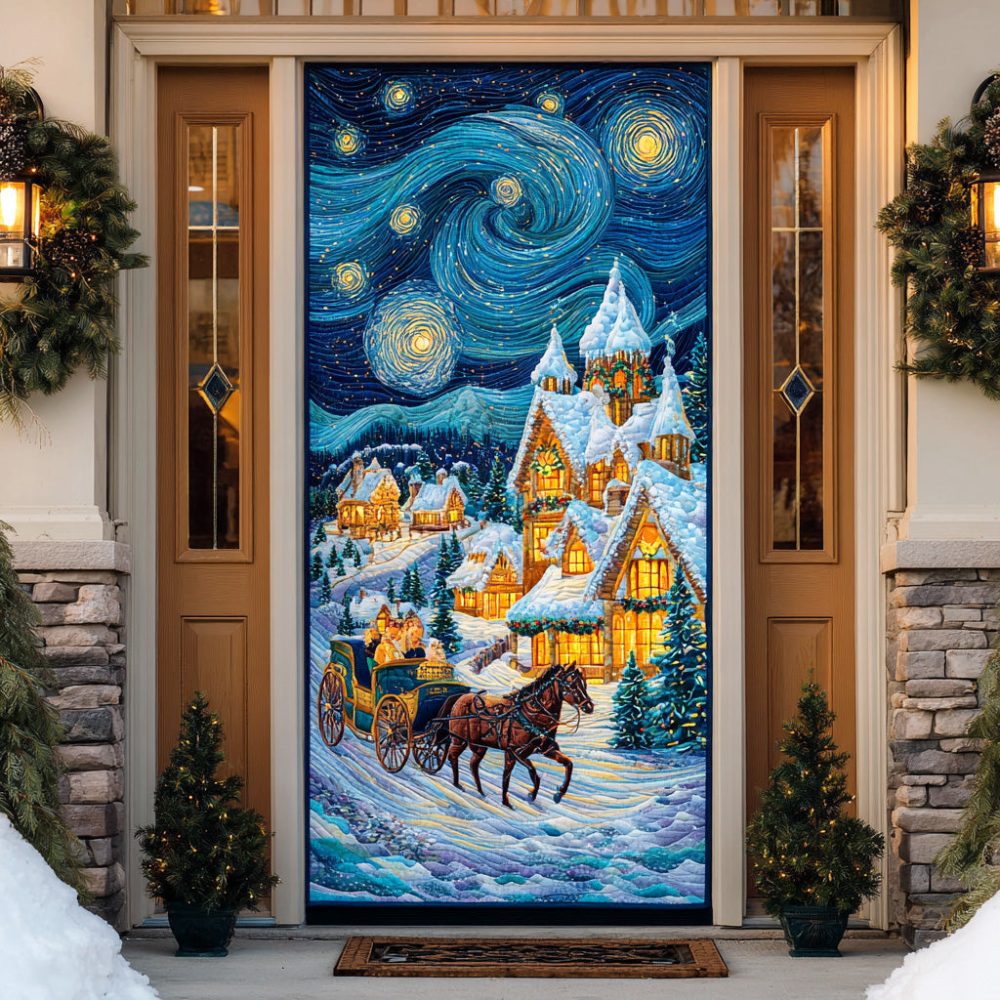 Starlit Holiday Dream Quilted Door Cover