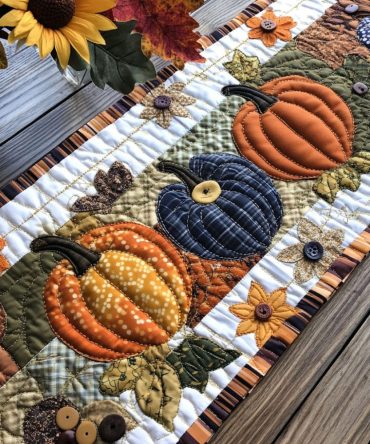 Starlit Pumpkin Lane Quilted Table Runner