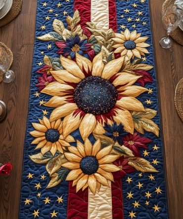 Starry Bloom Quilted Table Runner