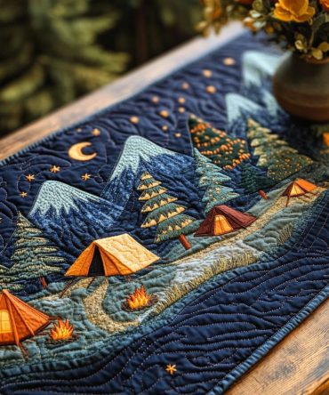 Starry Camp Night Quilted Table Runner