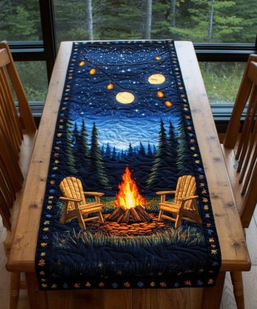 Starry Campsite Quilted Table Runner
