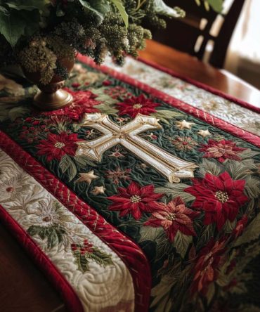 Starry Cross Quilted Table Runner