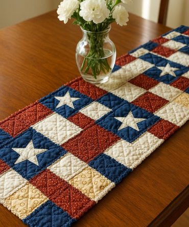 Starry Stripes Quilted Table Runner