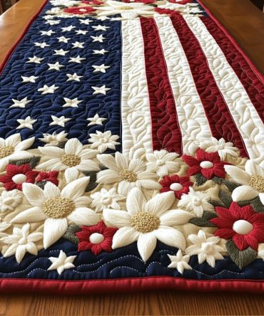 Starry Stripes Quilted Table Runner