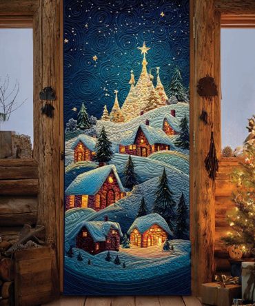 Starry Village Quilted Door Cover