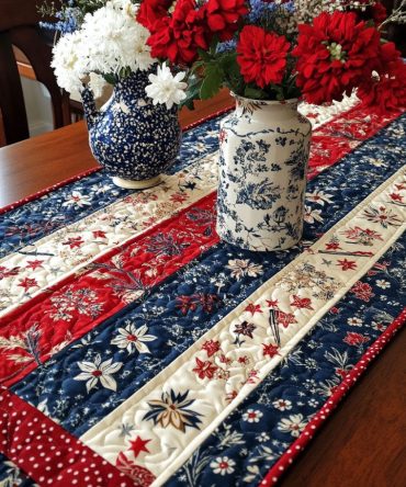 Stars And Petals Quilted Table Runner