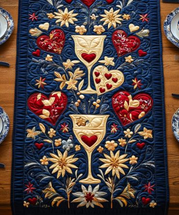 Stars And Romance Quilted Table Runner