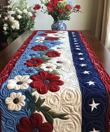 Stars And Stripes Forever Quilted Table Runner