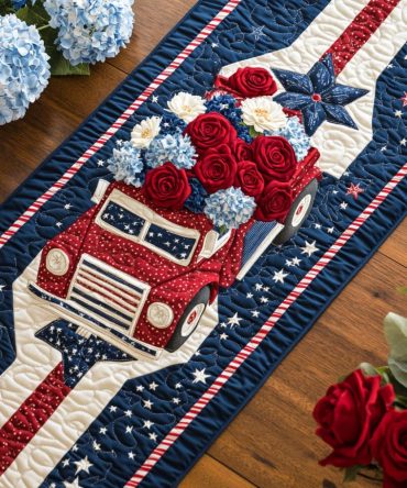 Stars And Stripes Quilted Table Runner