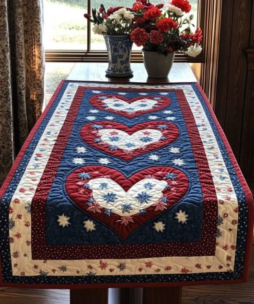 Stars In Our Hearts Quilted Table Runner