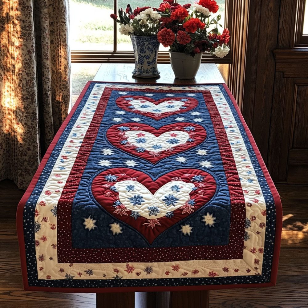 Stars In Our Hearts Quilted Table Runner