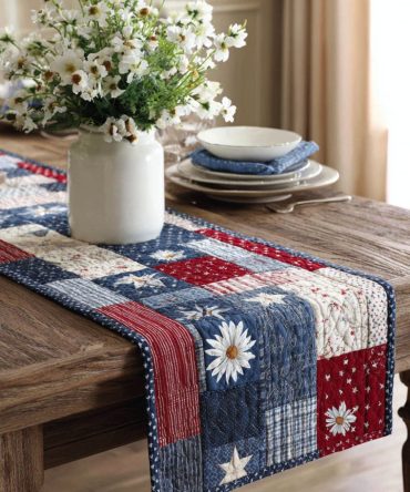 Stars Of Freedom Quilted Table Runner