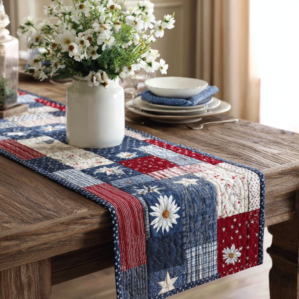 Stars Of Freedom Quilted Table Runner