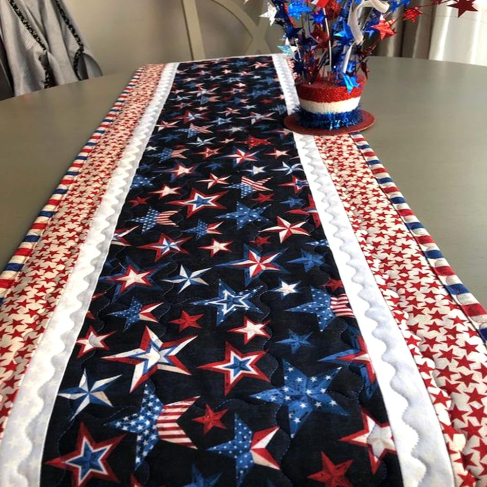 Stars Of Freedom Quilted Table Runner
