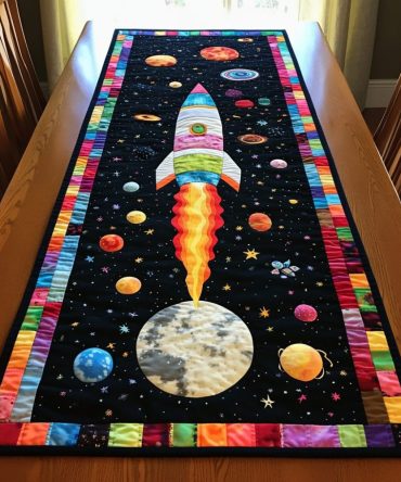 Stellar Rocket Quilted Table Runner