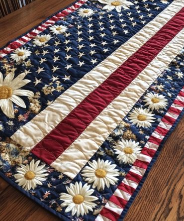 Stitched In Freedom Quilted Table Runner