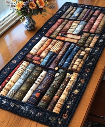 Stylish Bookshelf Quilted Table Runner