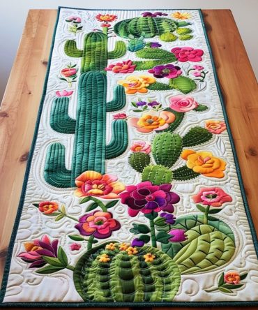 Succulent Bloom Quilted Table Runner
