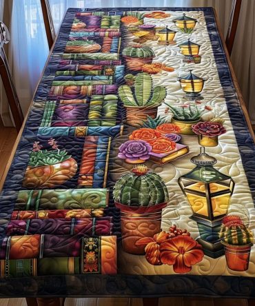 Succulent Stories Quilted Table Runner