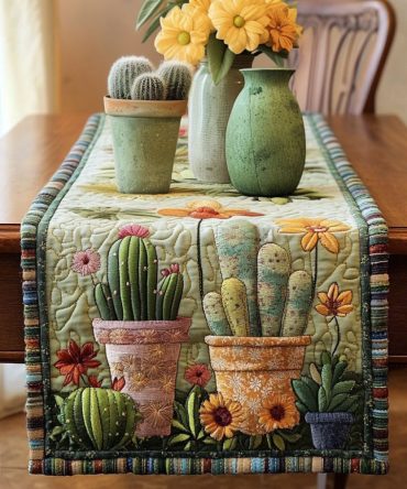 Succulent Beauty Quilted Table Runner