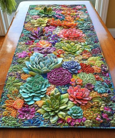 Succulent Garden Quilted Table Runner