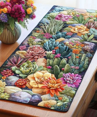 Succulent Garden Quilted Table Runner
