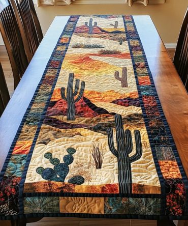 Succulent Serenity Quilted Table Runner
