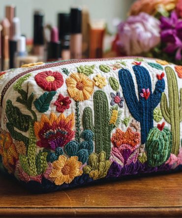 Succulent Soul Quilted Makeup Bag