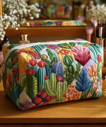 Succulent Sun Quilted Makeup Bag