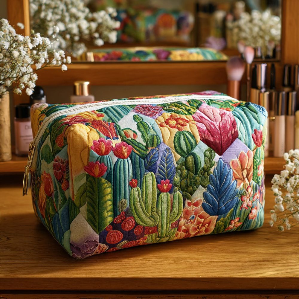 Succulent Sun Quilted Makeup Bag