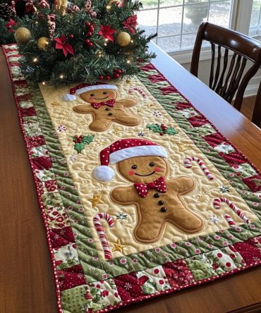 Sugary Ginger Wonderland Quilted Table Runner