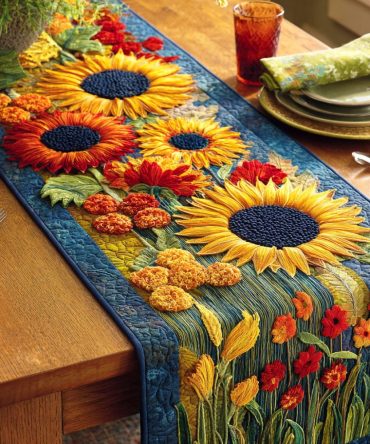 Summer Sunflower Glow Quilted Table Runner
