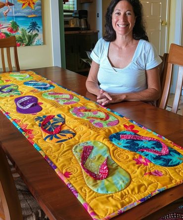 Sun-Kissed Flip-Flops Quilted Table Runner