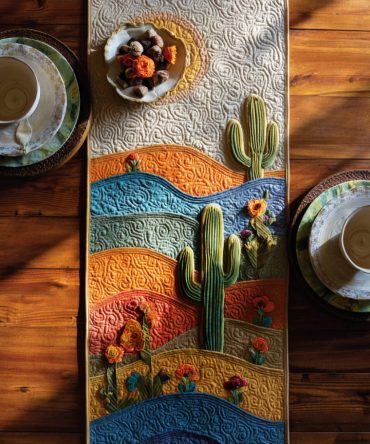 Sun-Kissed Cactus Quilted Table Runner