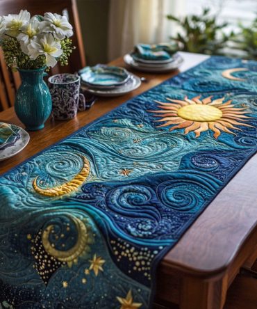Sun And Moon Flow Quilted Table Runner