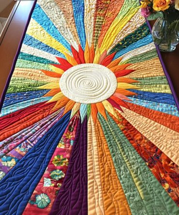 Sunburst Glow Quilted Table Runner